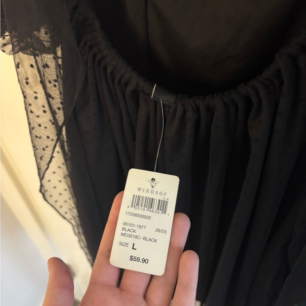 Windsor Black Polka Dot Sheer Dress - Picture 6 of 12